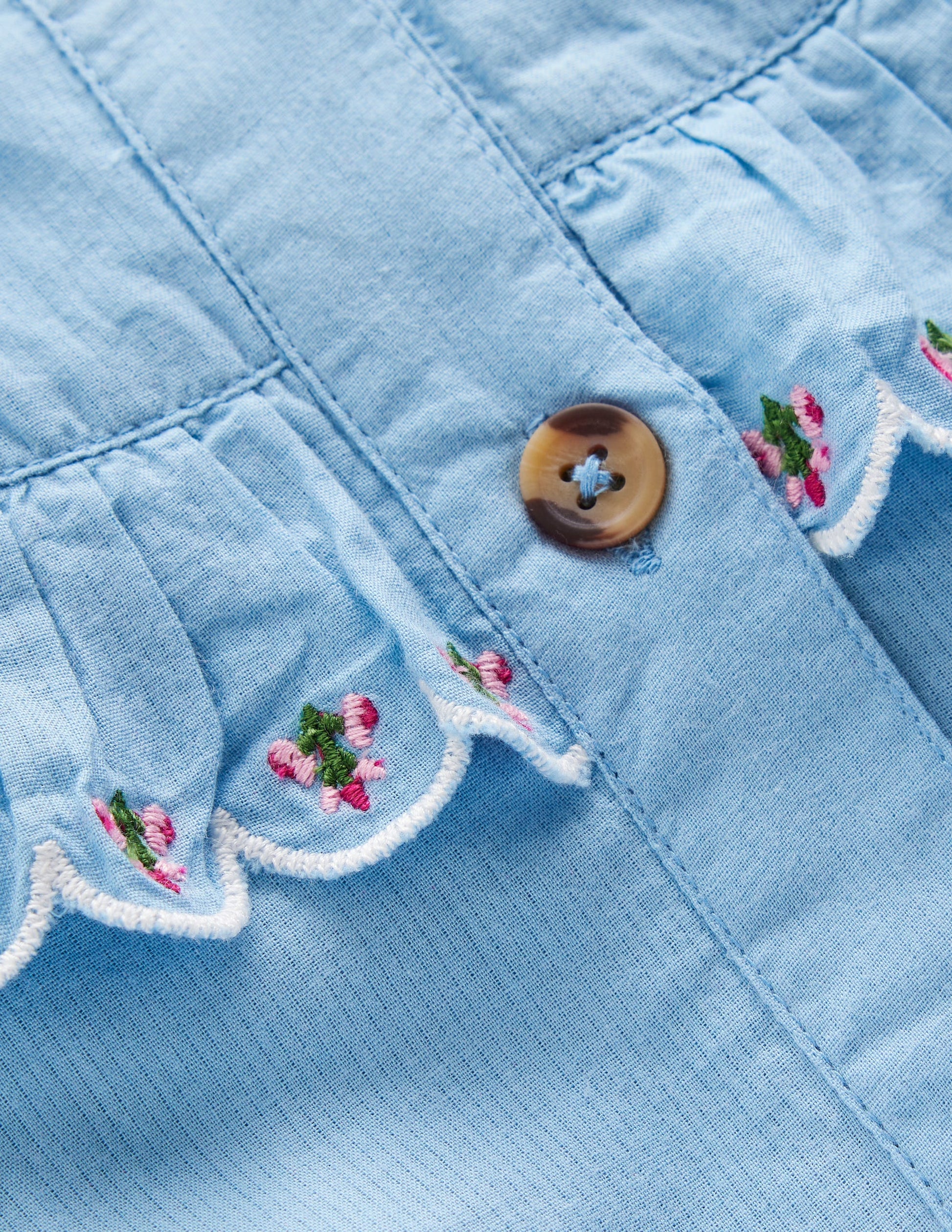 Button Through Blouson Dress-Glacier Blue-3