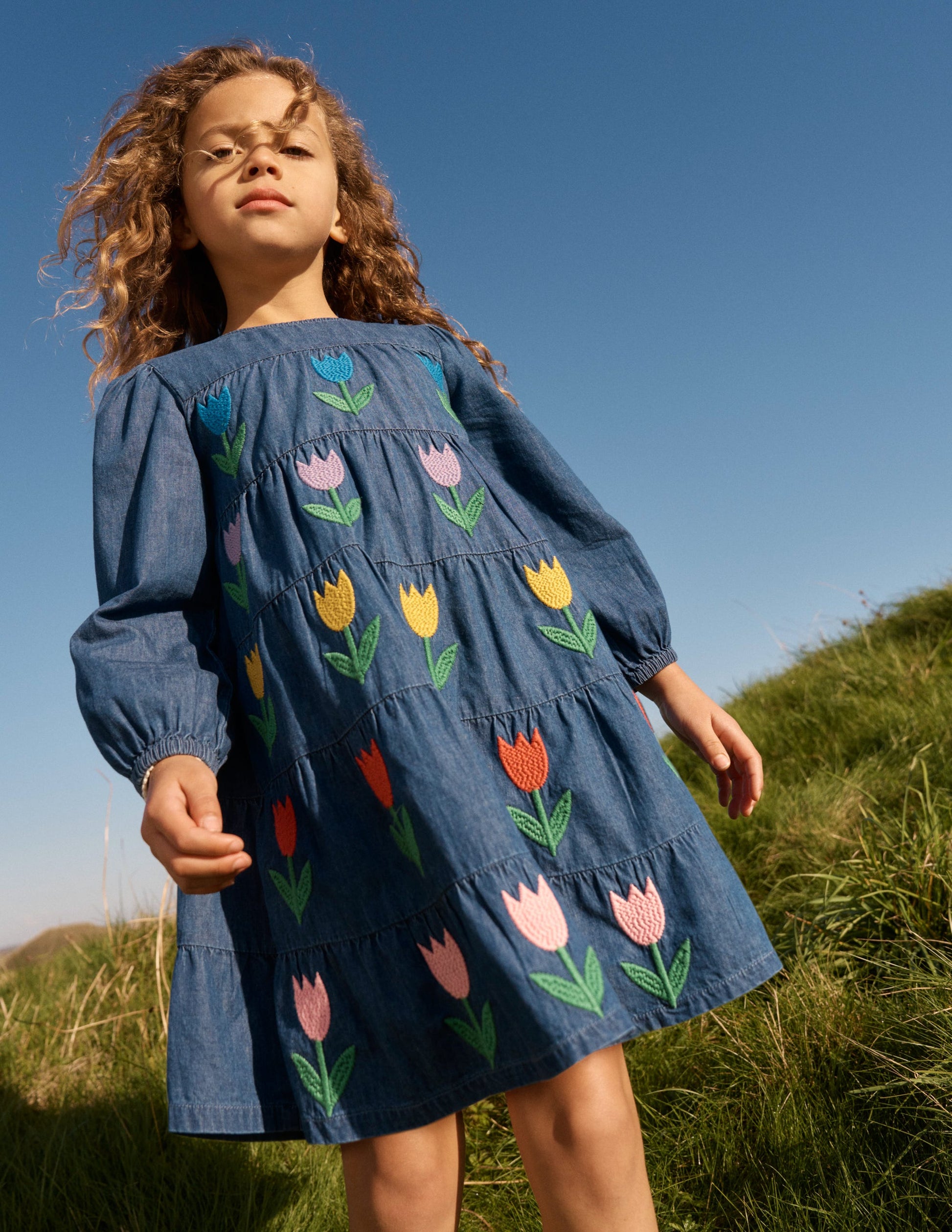 Twirly Woven Dress-Mid Vintage Tulips | Boden USA Twirly Woven Dress-Mid Vintage Tulips | Boden USA