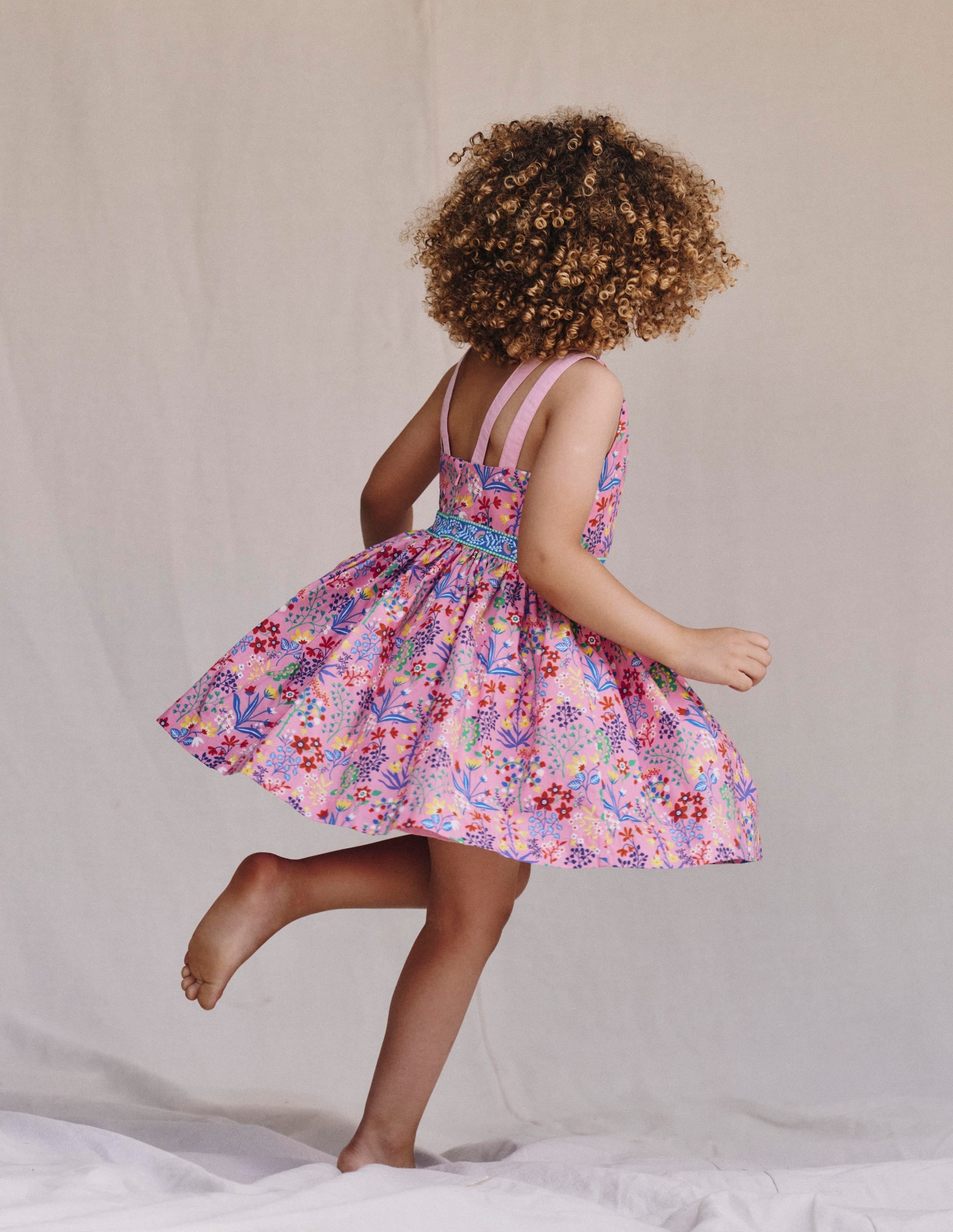 Multi Strap Flare Dress-Meadowsweet Pink Garden Floral - Image 4