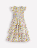 Tiered Lace Trim Dress-Soft Ivory Rosa