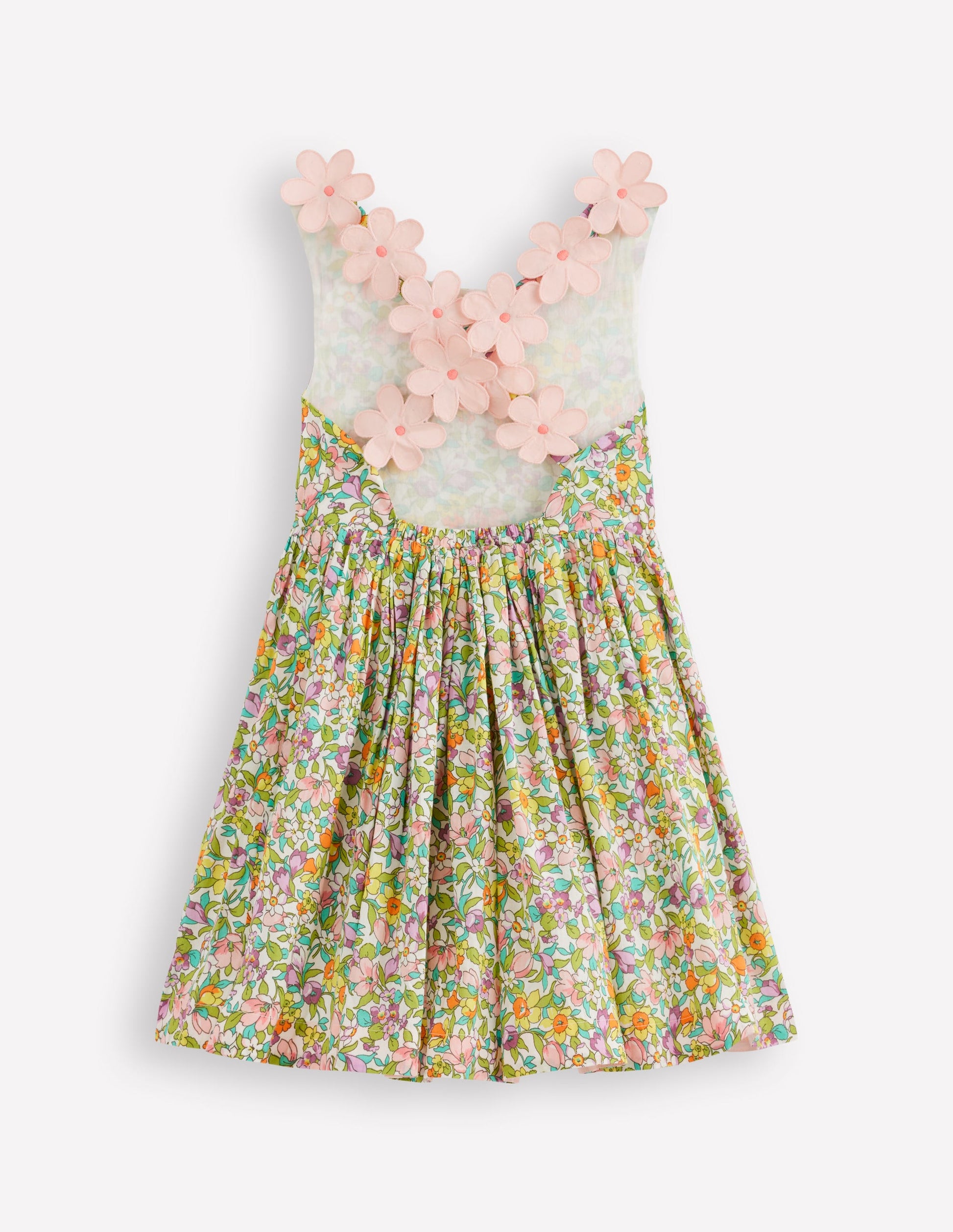 Fun Cross-back Strap Dress-Soft Ivory Florabunda-2