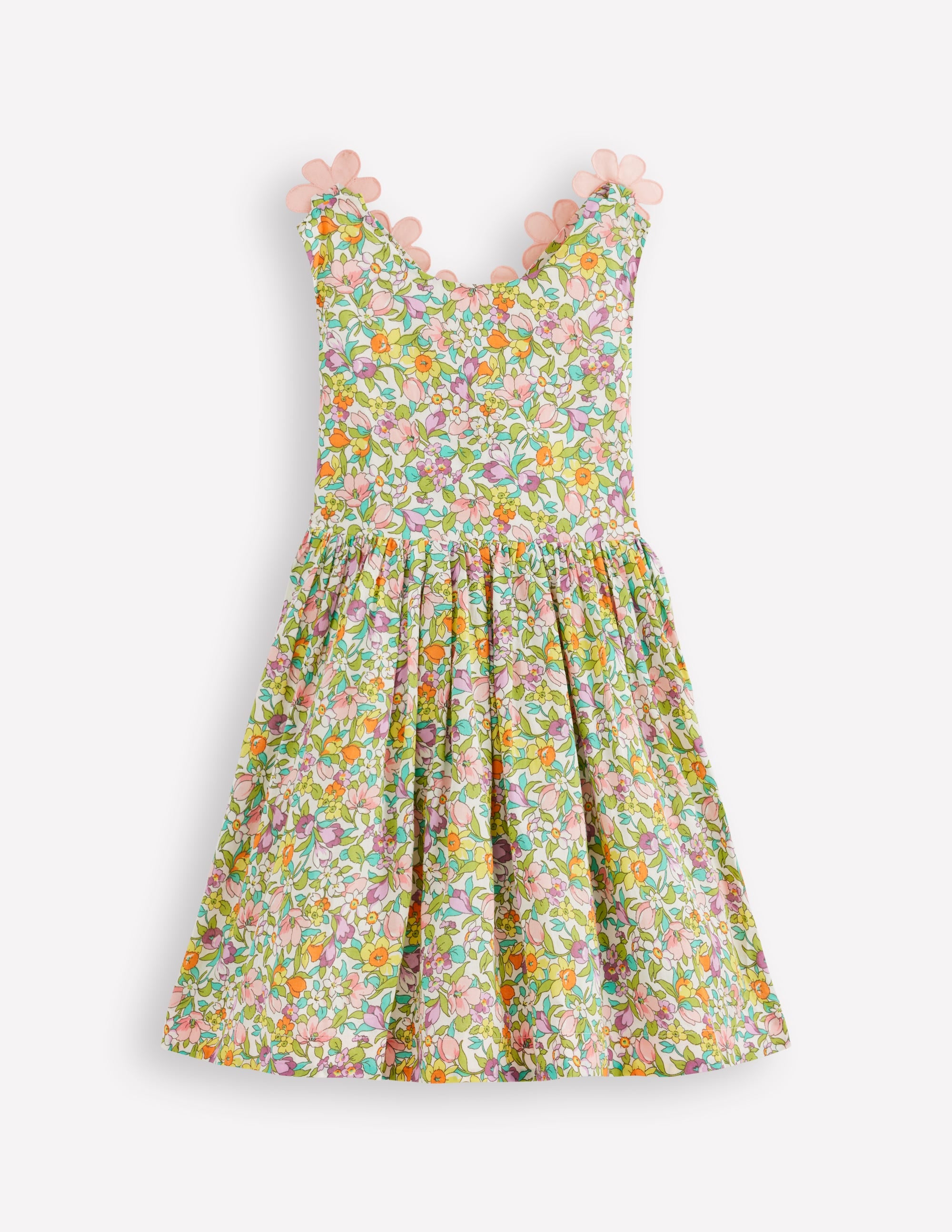 Fun Cross-back Strap Dress-Soft Ivory Florabunda - Image 1