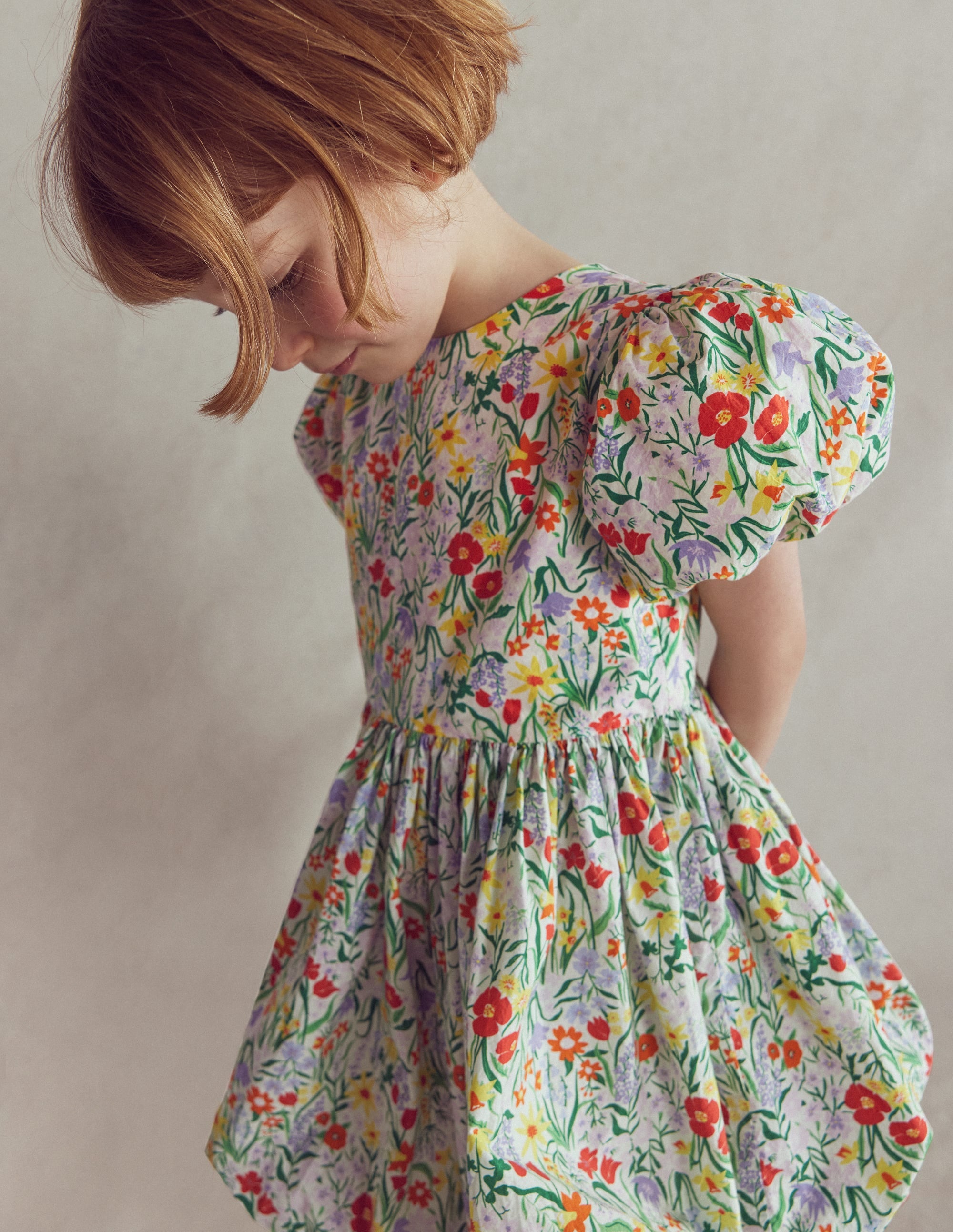 Bubble Hem Dress-Honeysuckle Flower Vine - Image 1