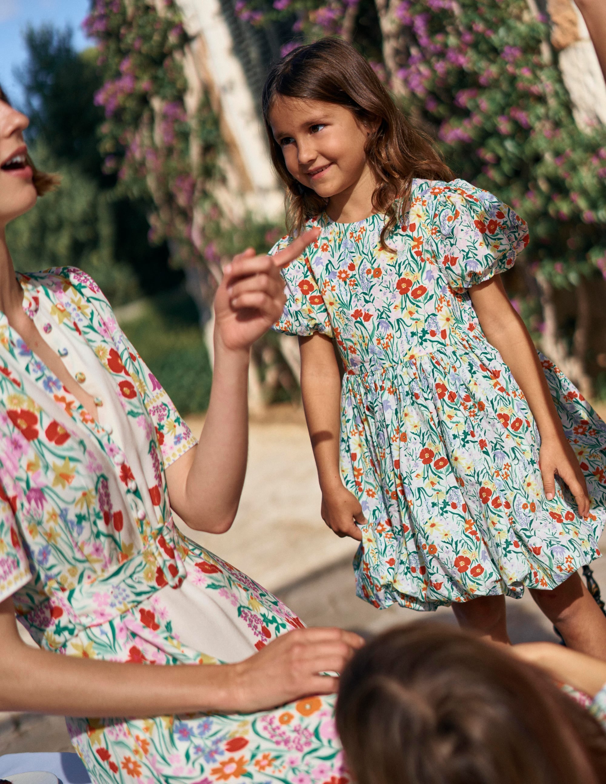 Bubble Hem Dress-Honeysuckle Flower Vine - Image 5