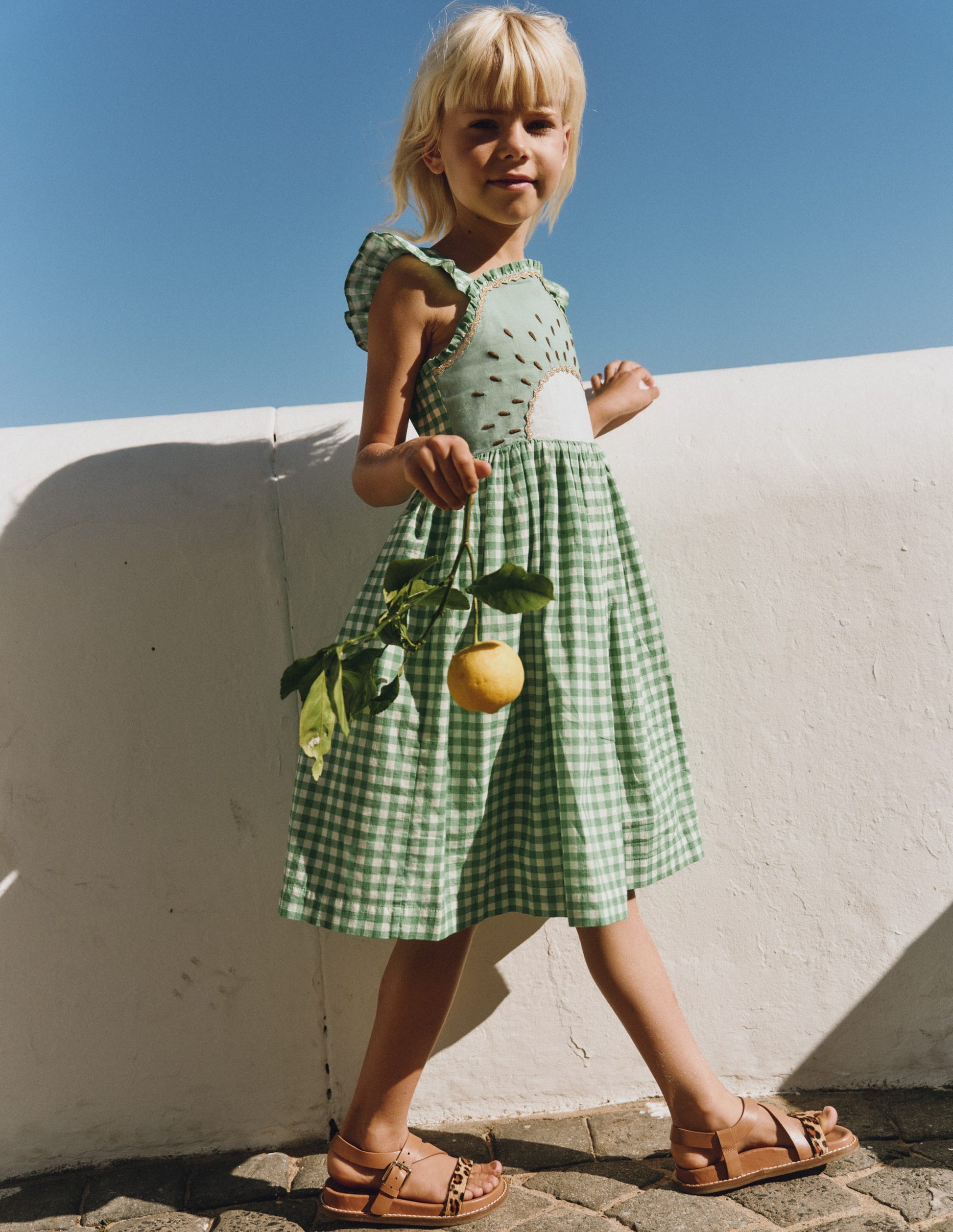 Boden Girls Novelty Strappy Dress in Green | Size 6-7 Years Boden Girls Novelty Strappy Dress in Green | Size 6-7 Years