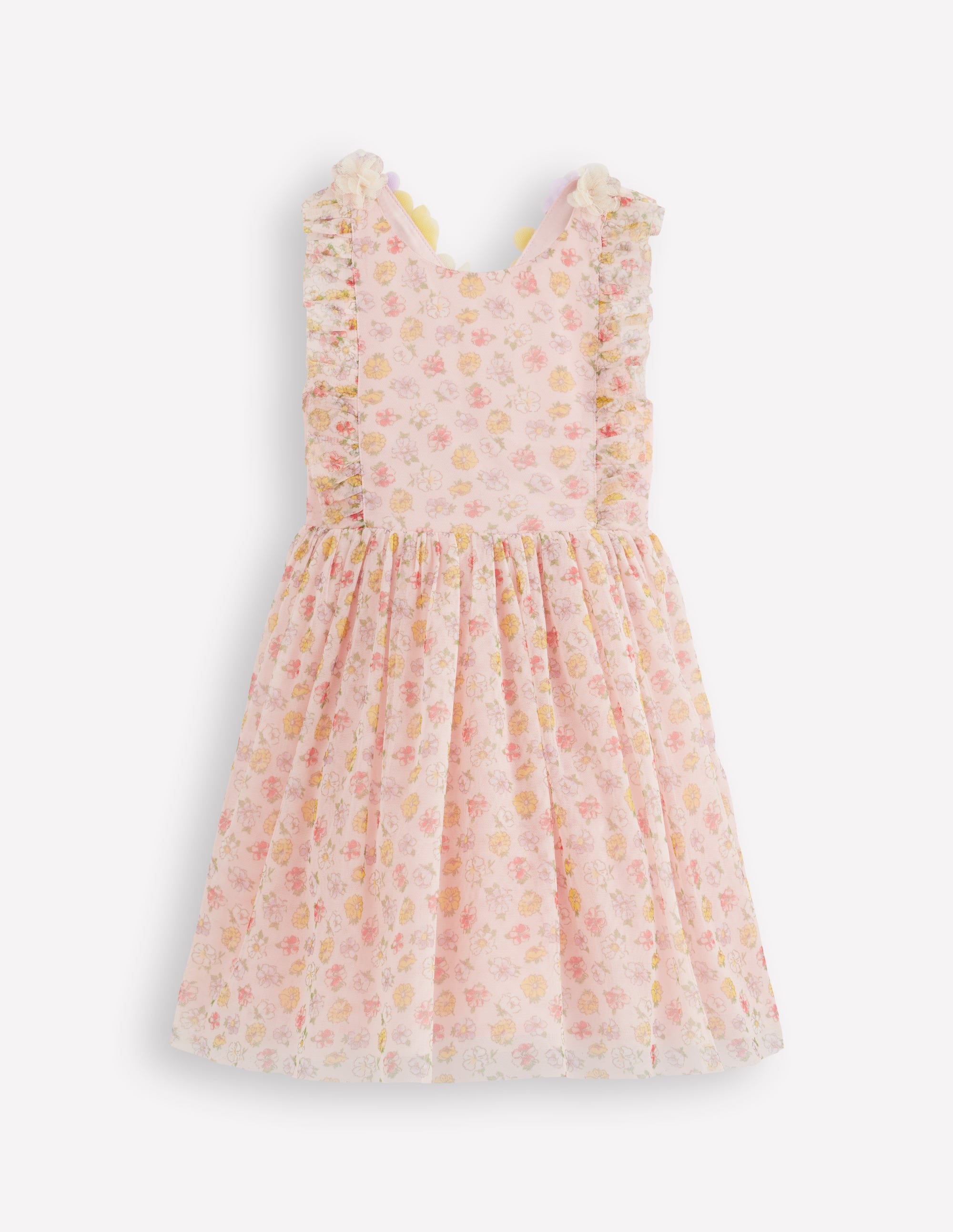 Flutter Strap Back Dress-Soft Ivory Rosa - Image 1