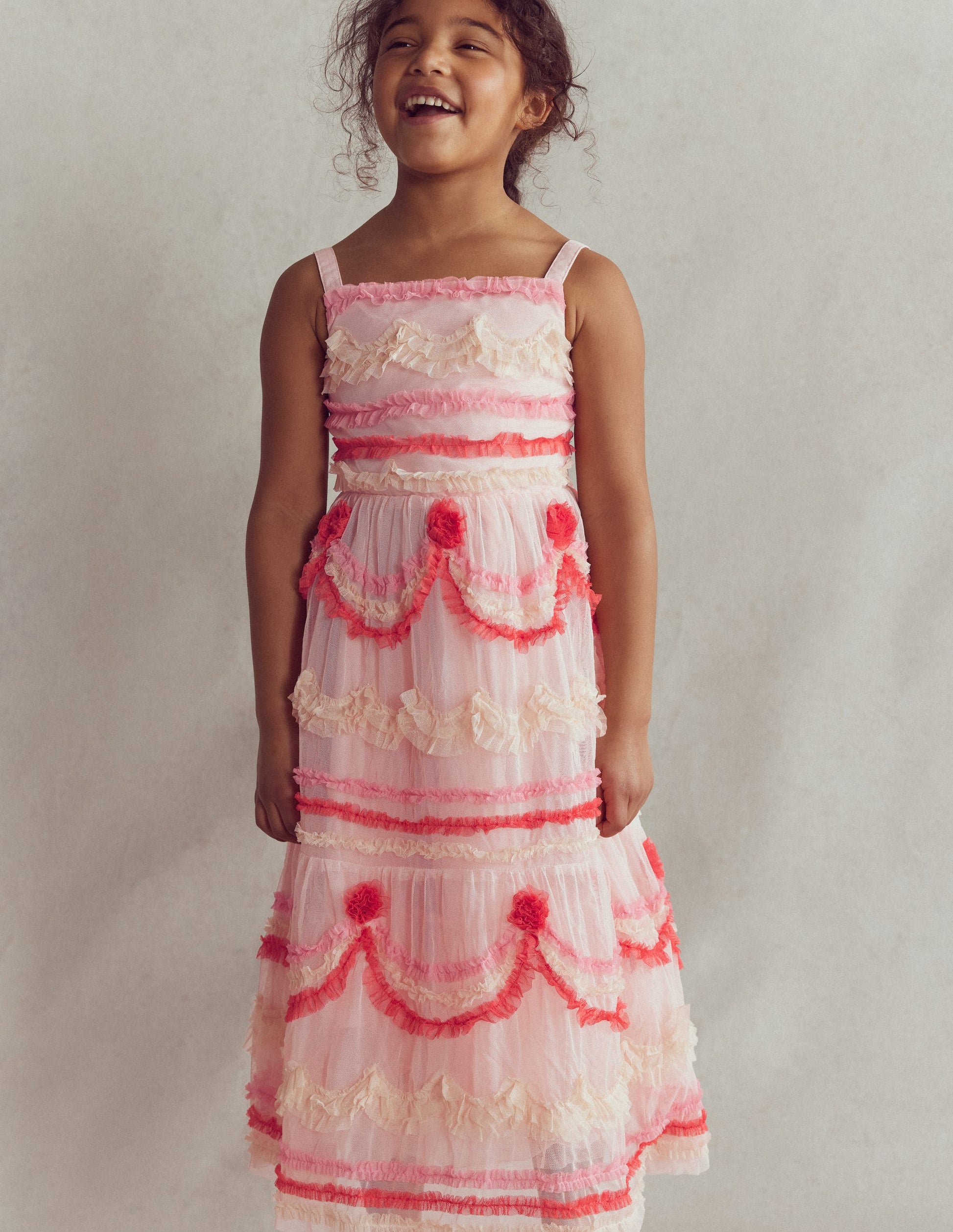 mini boden tulle dress Heart Tulle Dress-Salmon Pink Meadow Floral