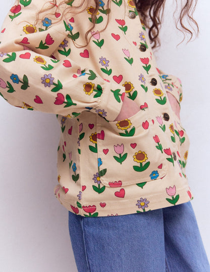 Denim Jacket-Ivory Sunflower Garden-4