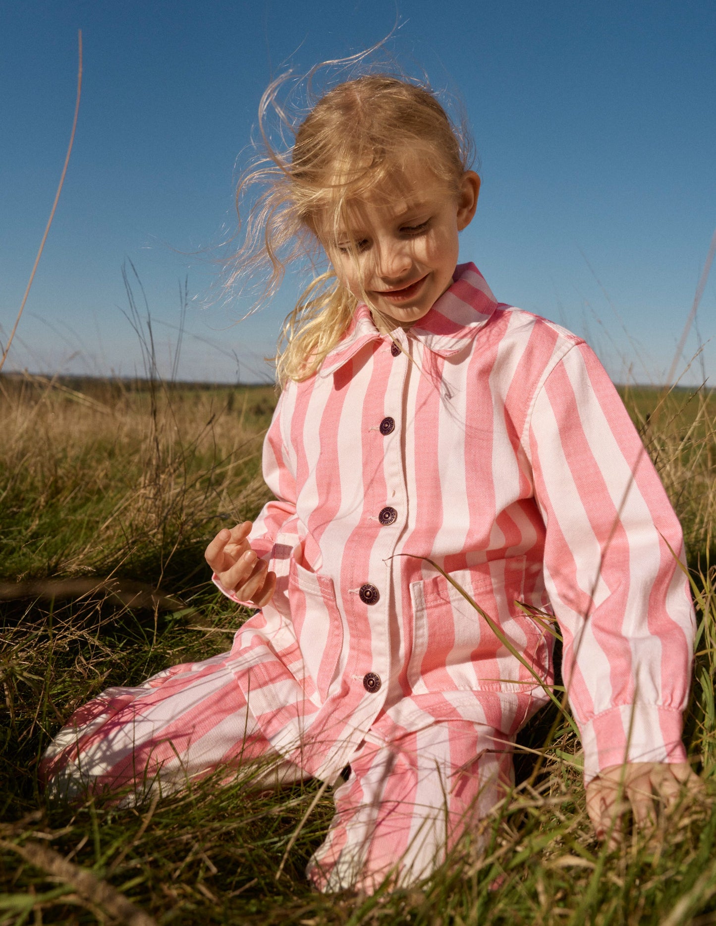 Denim Jacket-Pink Stripes