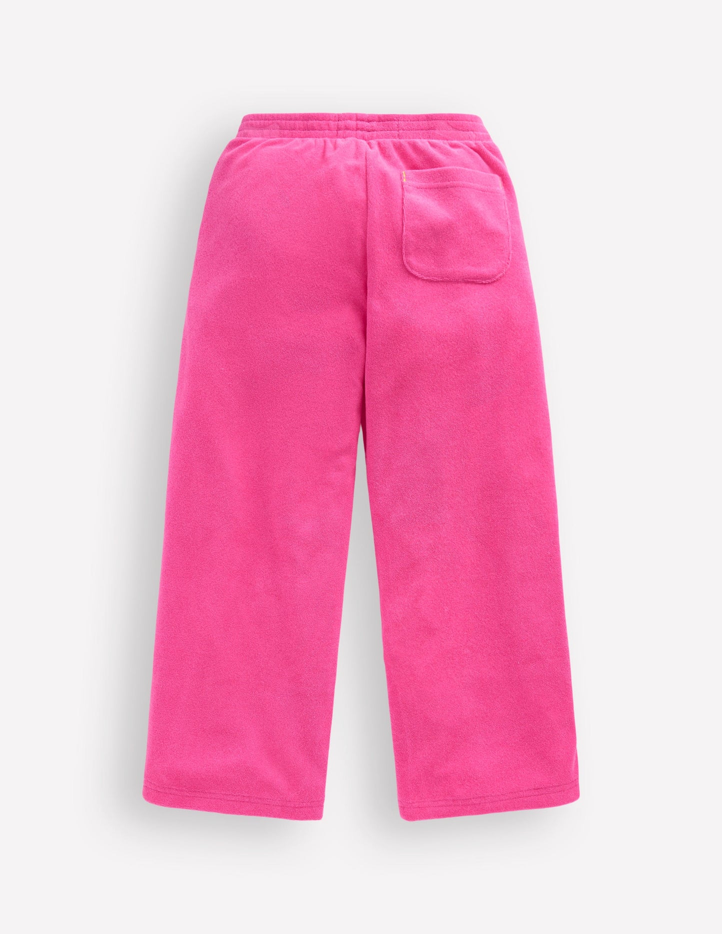 Straight Towelling Pants-Pink Embroidered