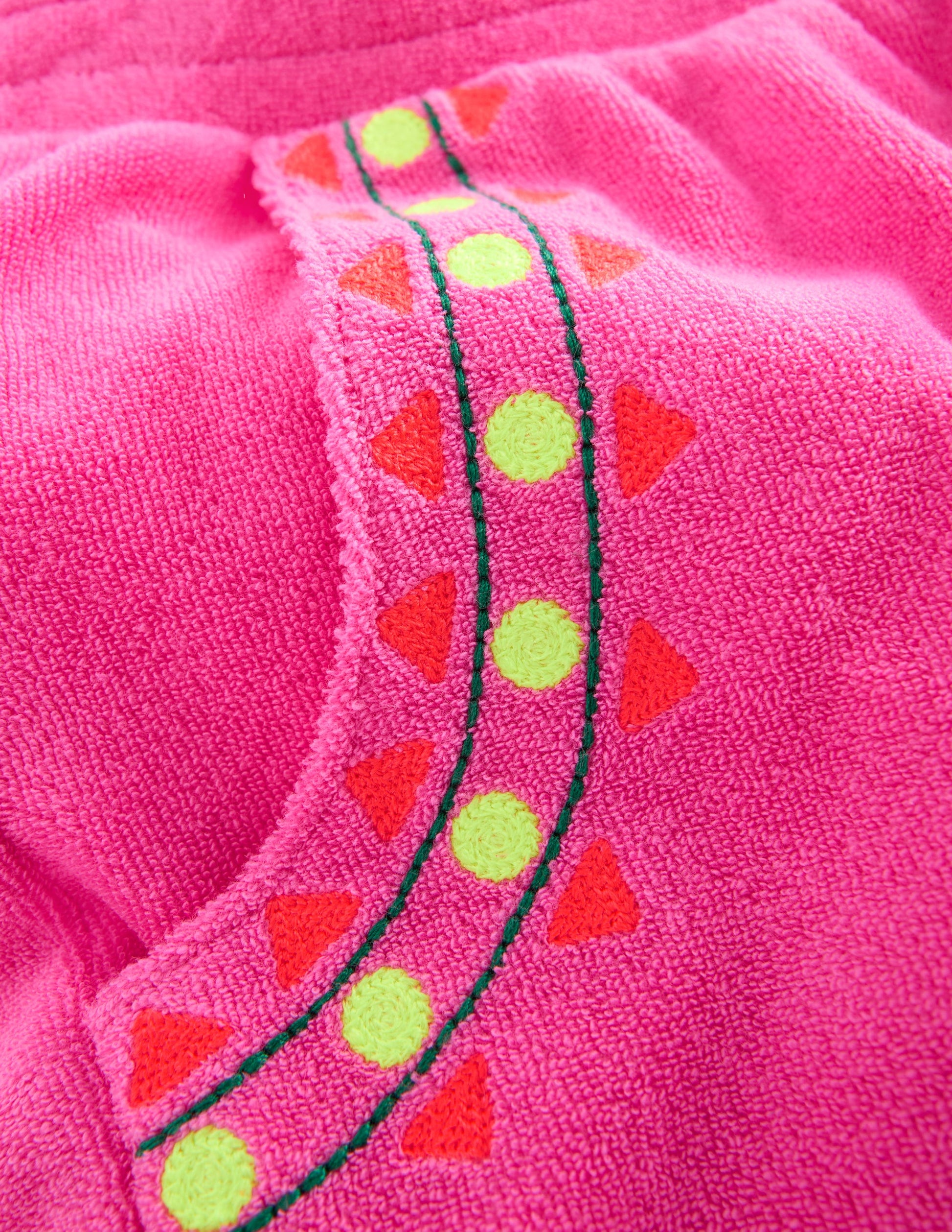 Straight Towelling Pants-Pink Embroidered-5