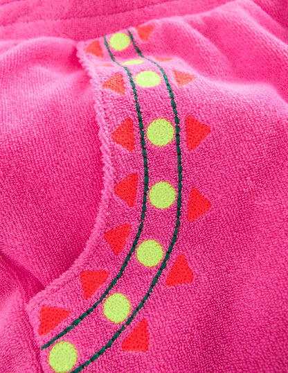 Straight Towelling Pants-Pink Embroidered-5