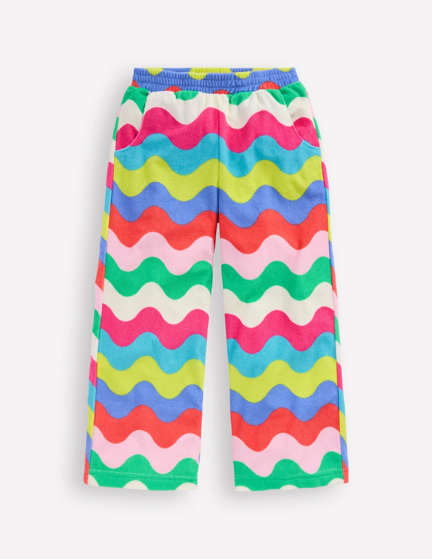 Straight Towelling Pants-Multi Wave Stripe