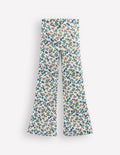 Ribbed Flared Leggings-Soft Ivory Floral