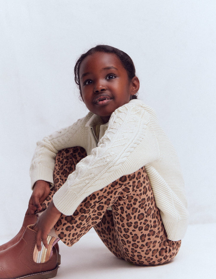 Ribbed Flared Legging-Leopard