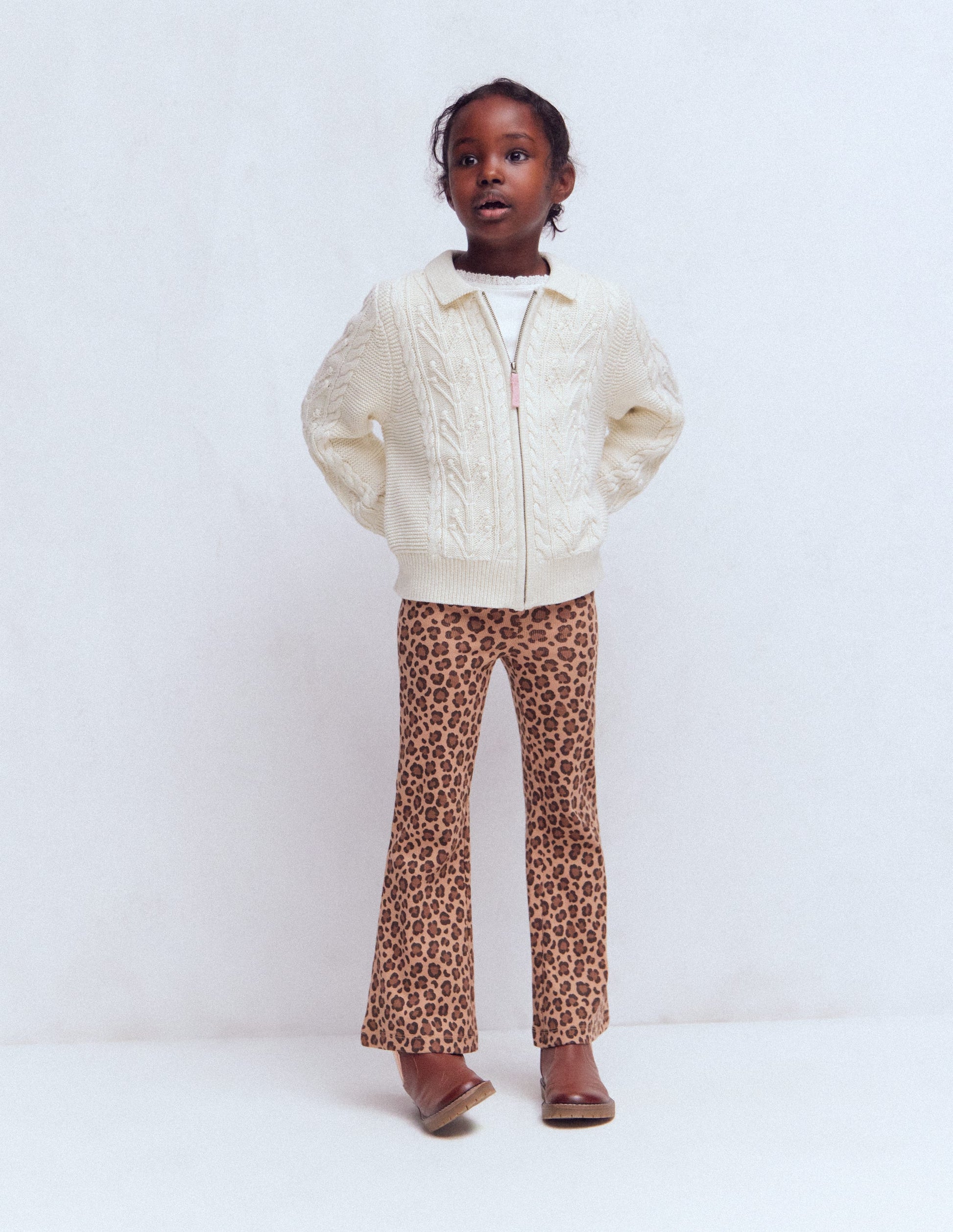 Ribbed Flared Legging-Leopard-2