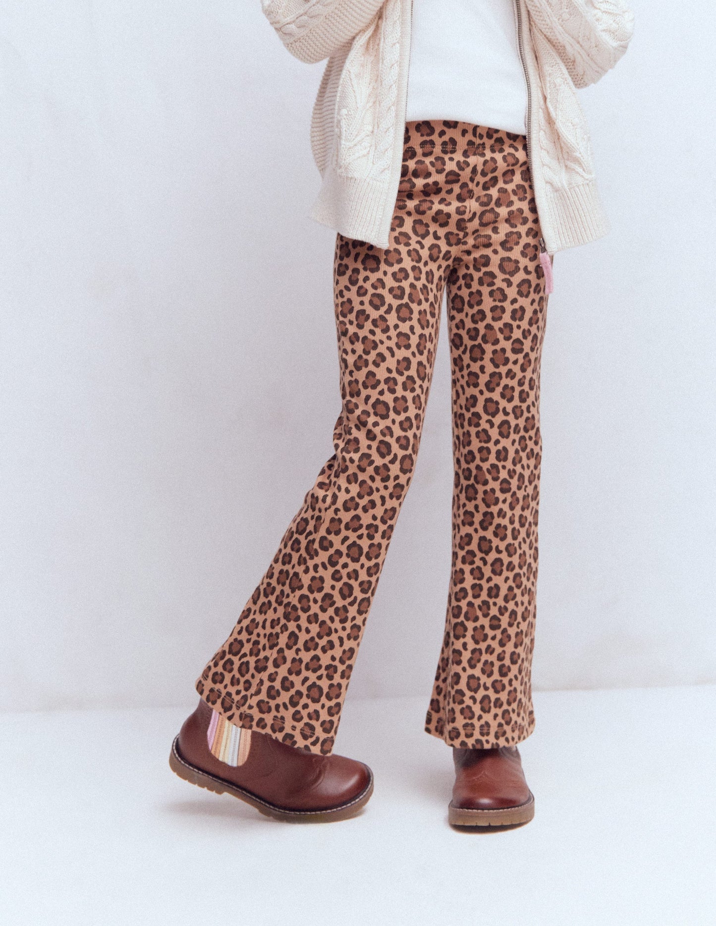 Ribbed Flared Legging-Leopard