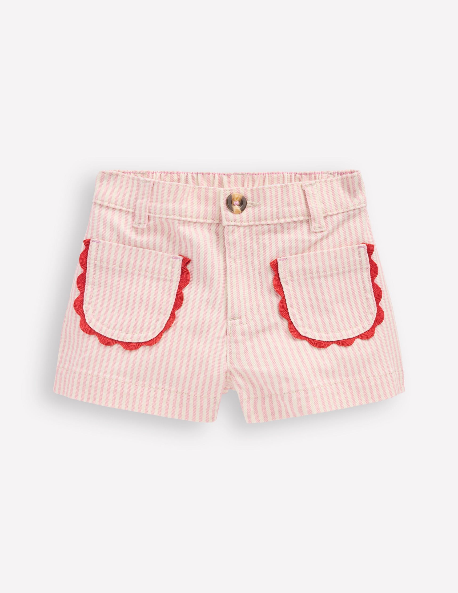Patch Pocket Shorts-Pink Ticking Stripe-1
