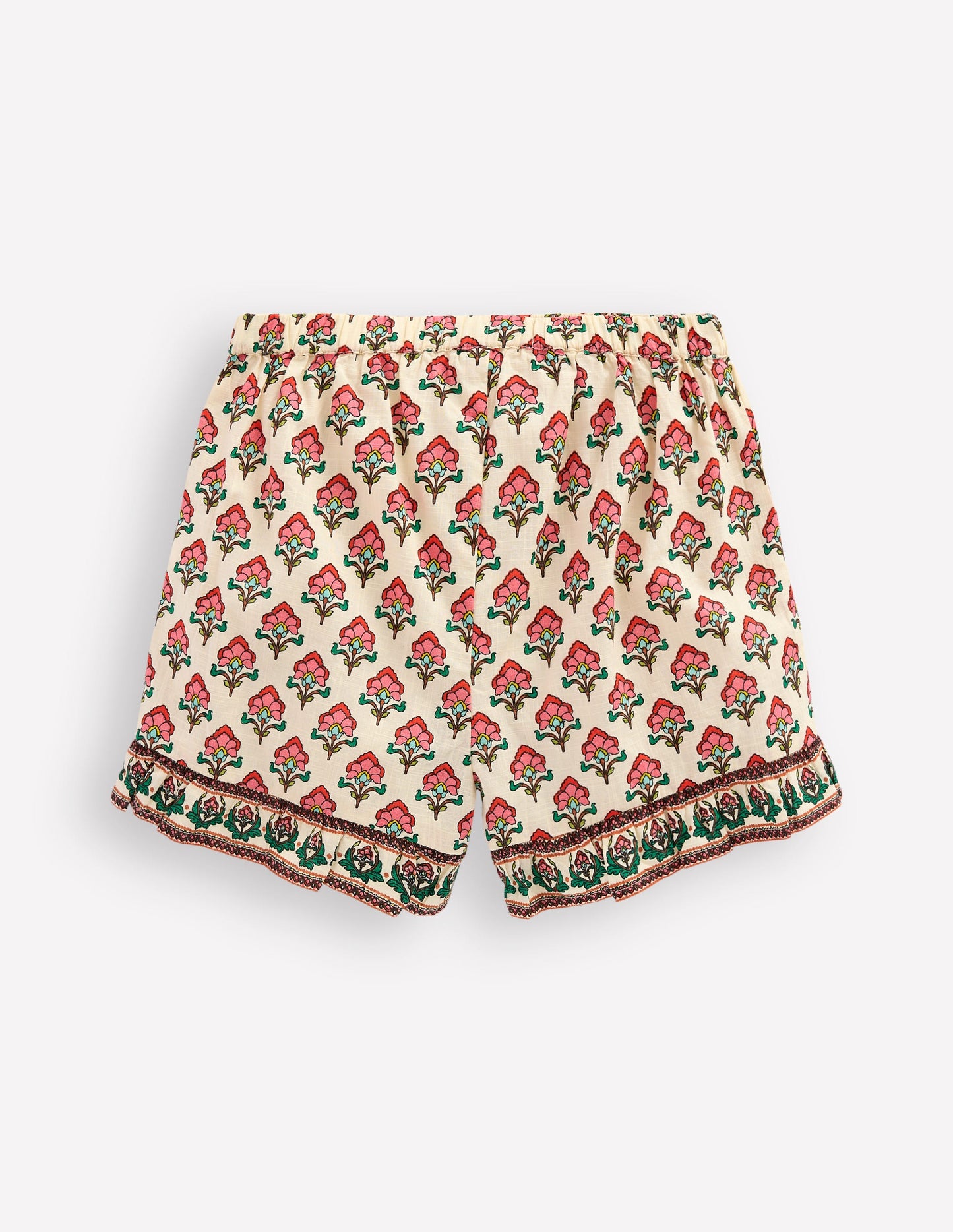 Frill Woven Shorts-Woodblock Ivory Floral