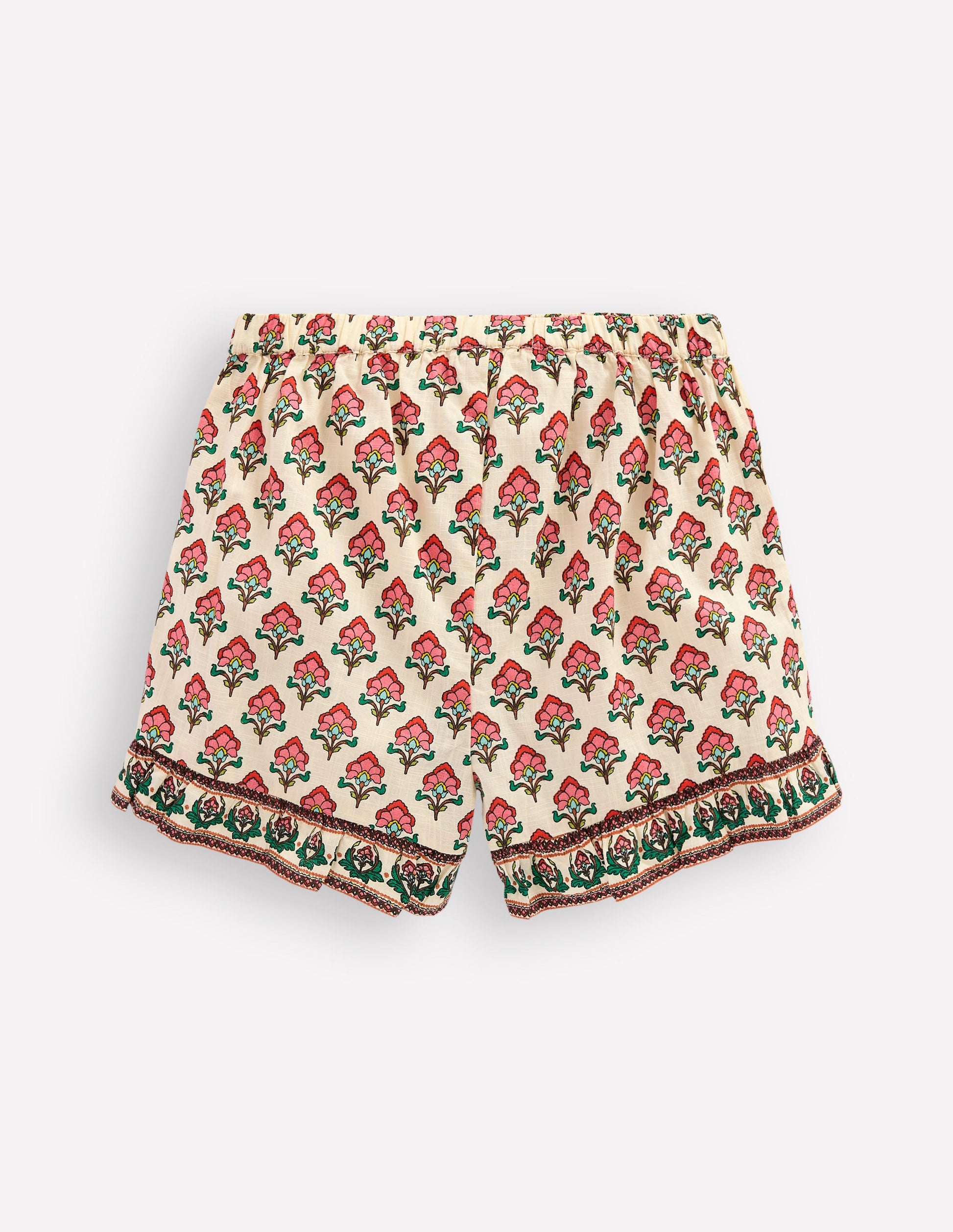 Frill Woven Shorts-Woodblock Ivory Floral-2