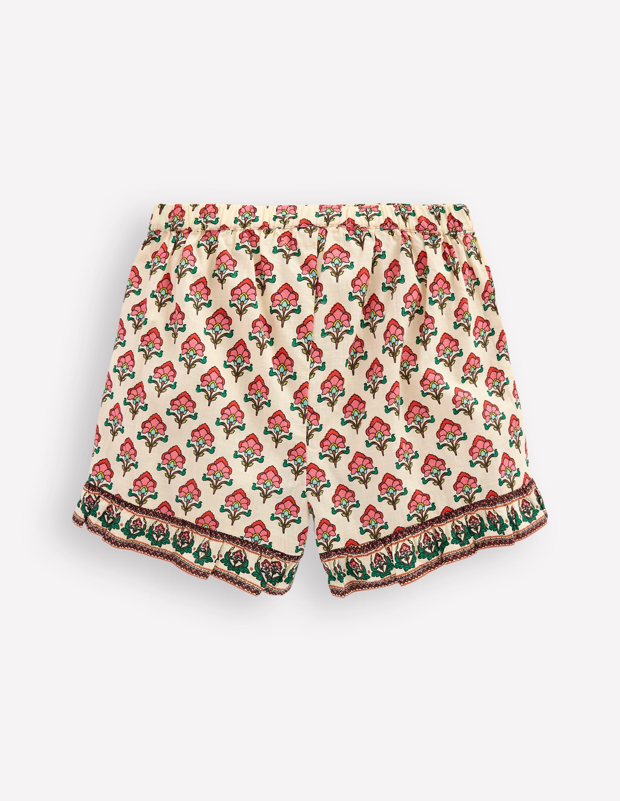 Frill Woven Shorts-Woodblock Ivory Floral - Image 2