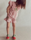 Frill Woven Shorts-Lotus Strawberry