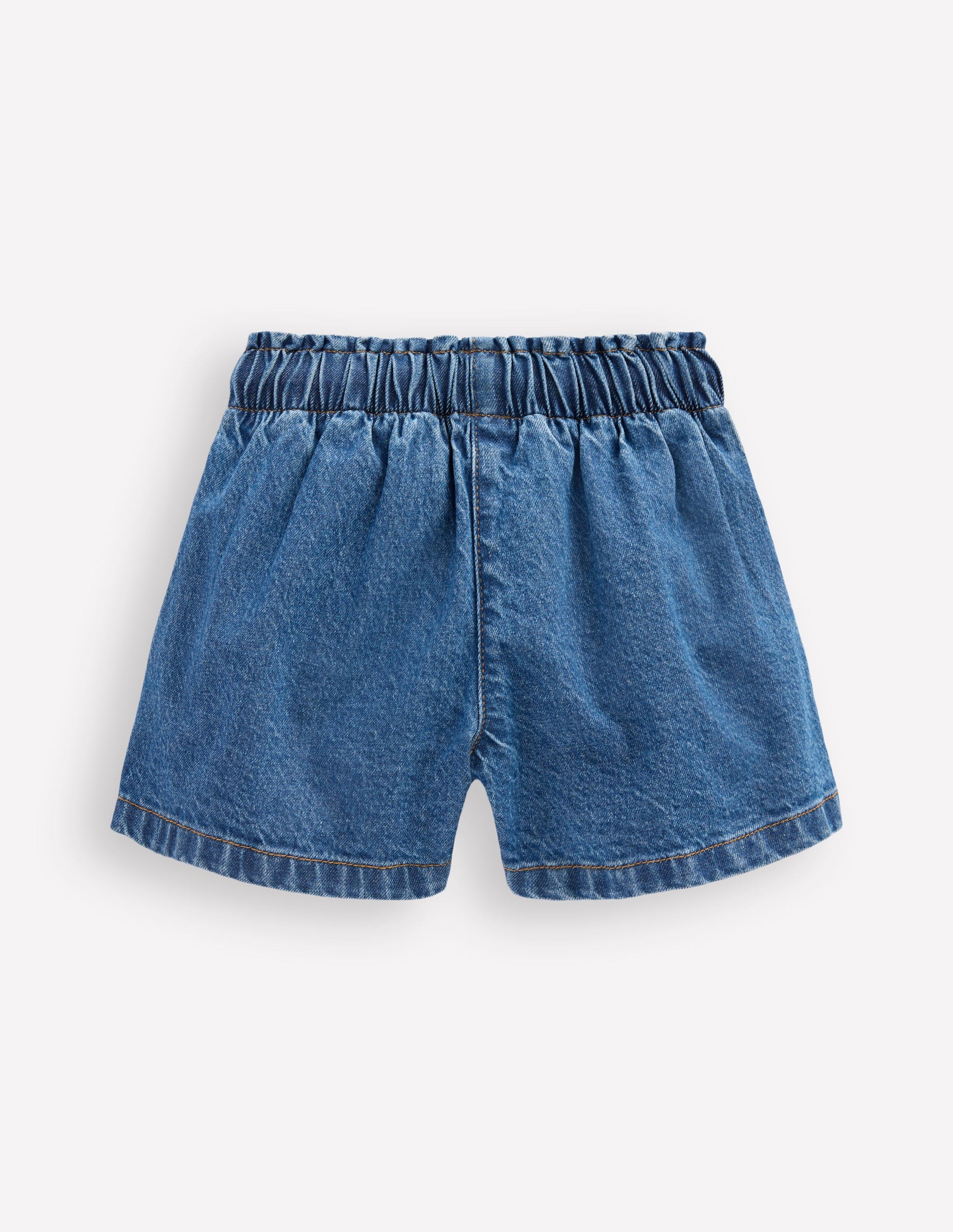 Frill Waist Shorts-Mid Vintage Denim-2
