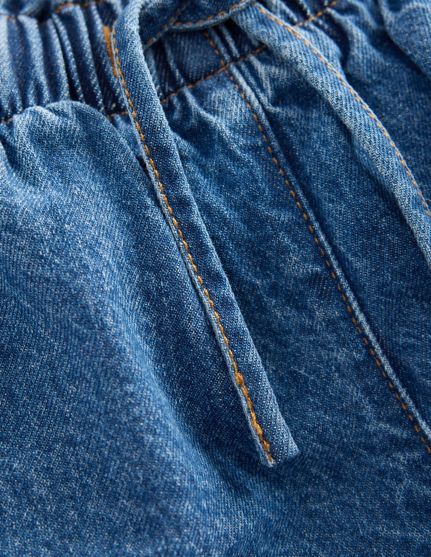 Frill Waist Shorts-Mid Vintage Denim