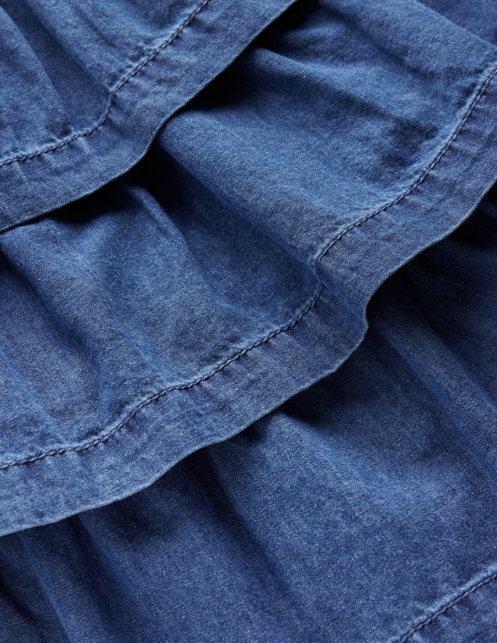 Ruffle Tiered Skirt-Mid Vintage Denim-3