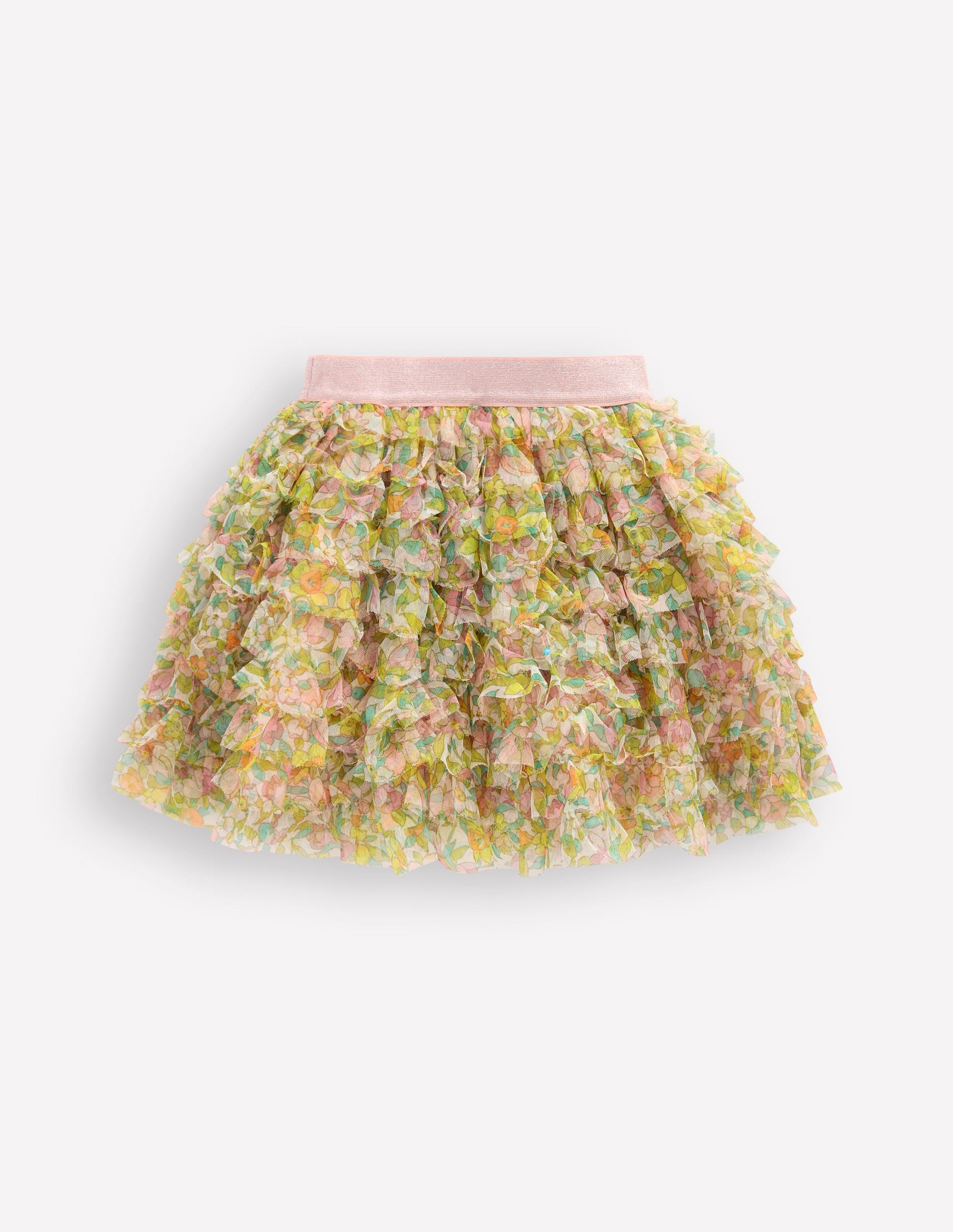 Tulle Ruffle Skirt-Soft Ivory Florabunda-2