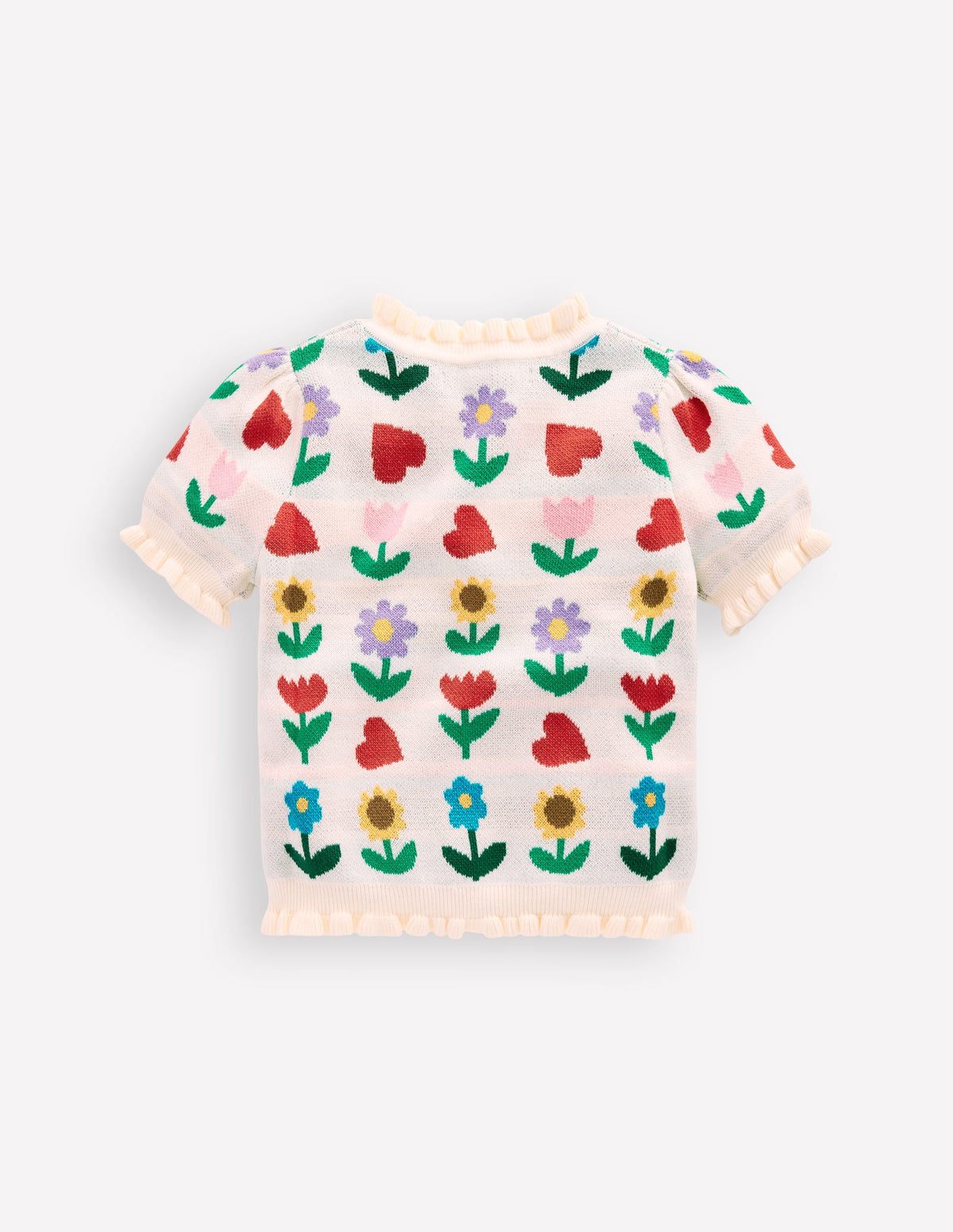 Frill Knitted Top-Ecru Marl Sunflower Garden - Image 5