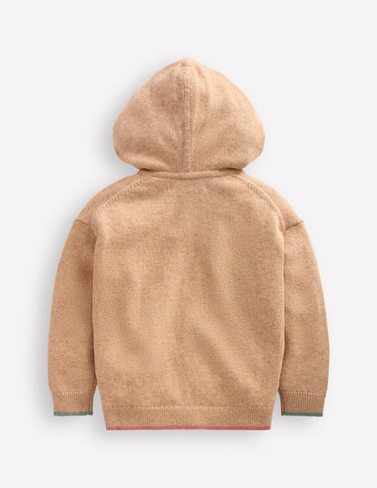 Knitted Hoody-Oatmeal Marl-2