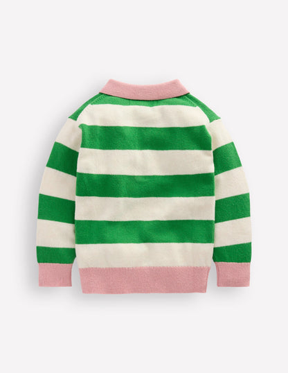 Knitted Rugby Sweater-Pea Green/Ecru Marl-6