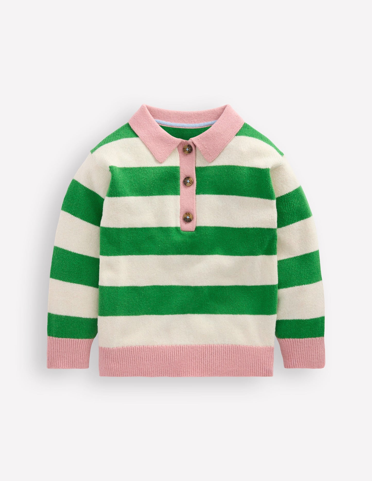 Knitted Rugby Sweater-Pea Green/Ecru Marl