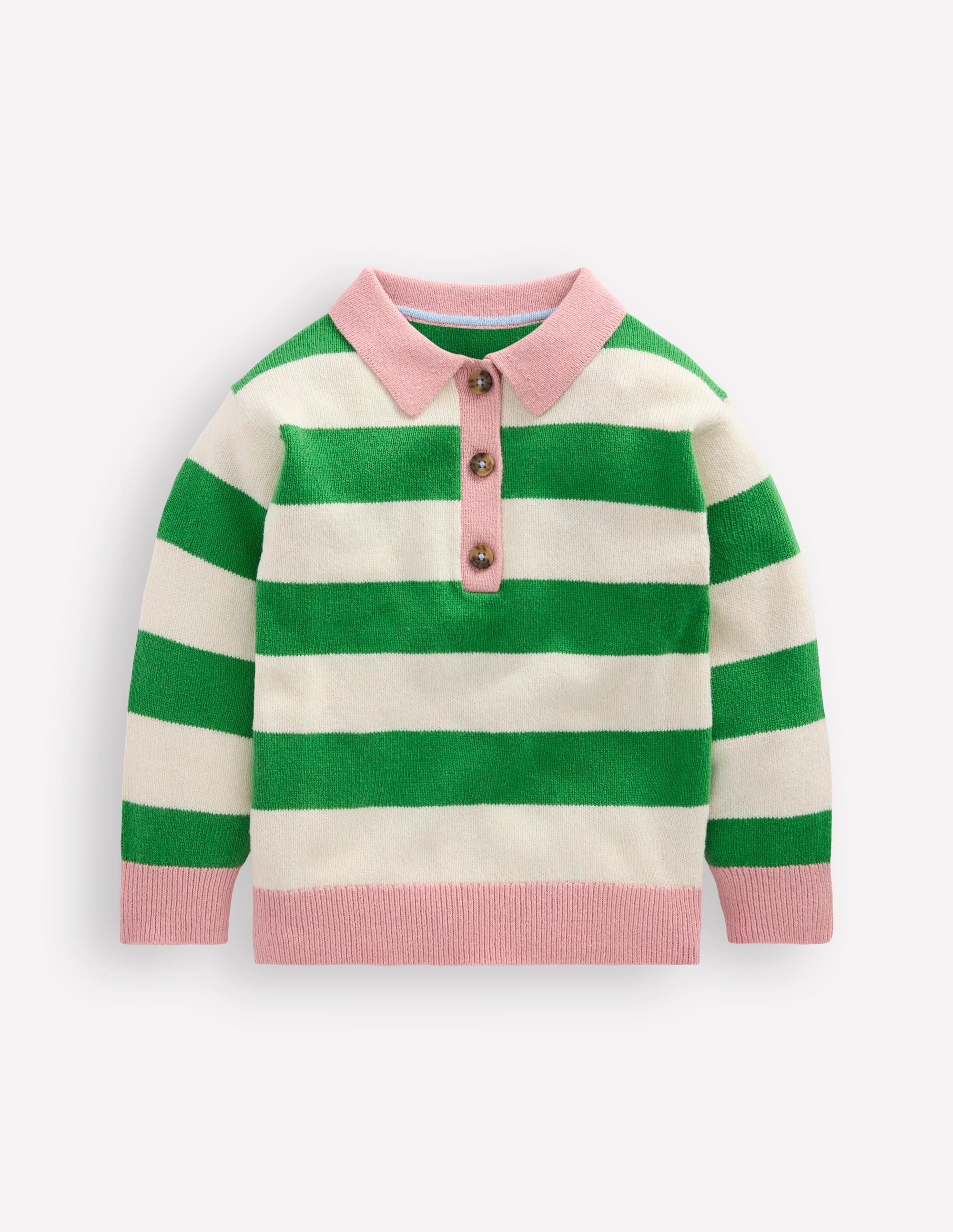Knitted Rugby Sweater-Pea Green/Ecru Marl - Image 4