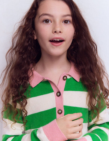 Knitted Rugby Sweater-Pea Green/Ecru Marl-4