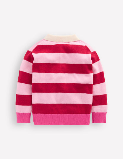 Knitted Rugby Sweater-Port/ Pink Stripe-6