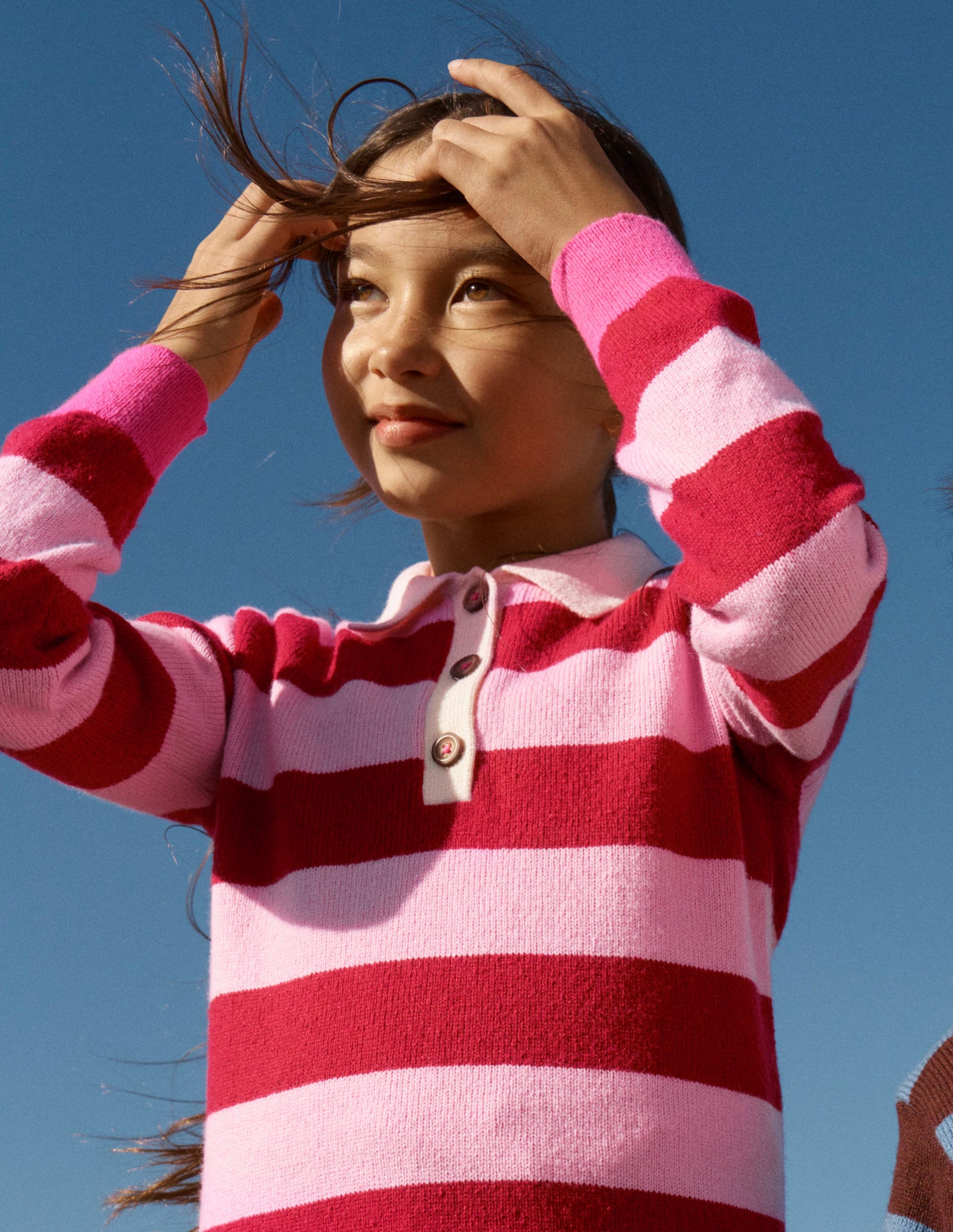 Knitted Rugby Sweater-Port/ Pink Stripe-1