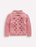 Collared Pointelle Cardigan-Vintage Pink