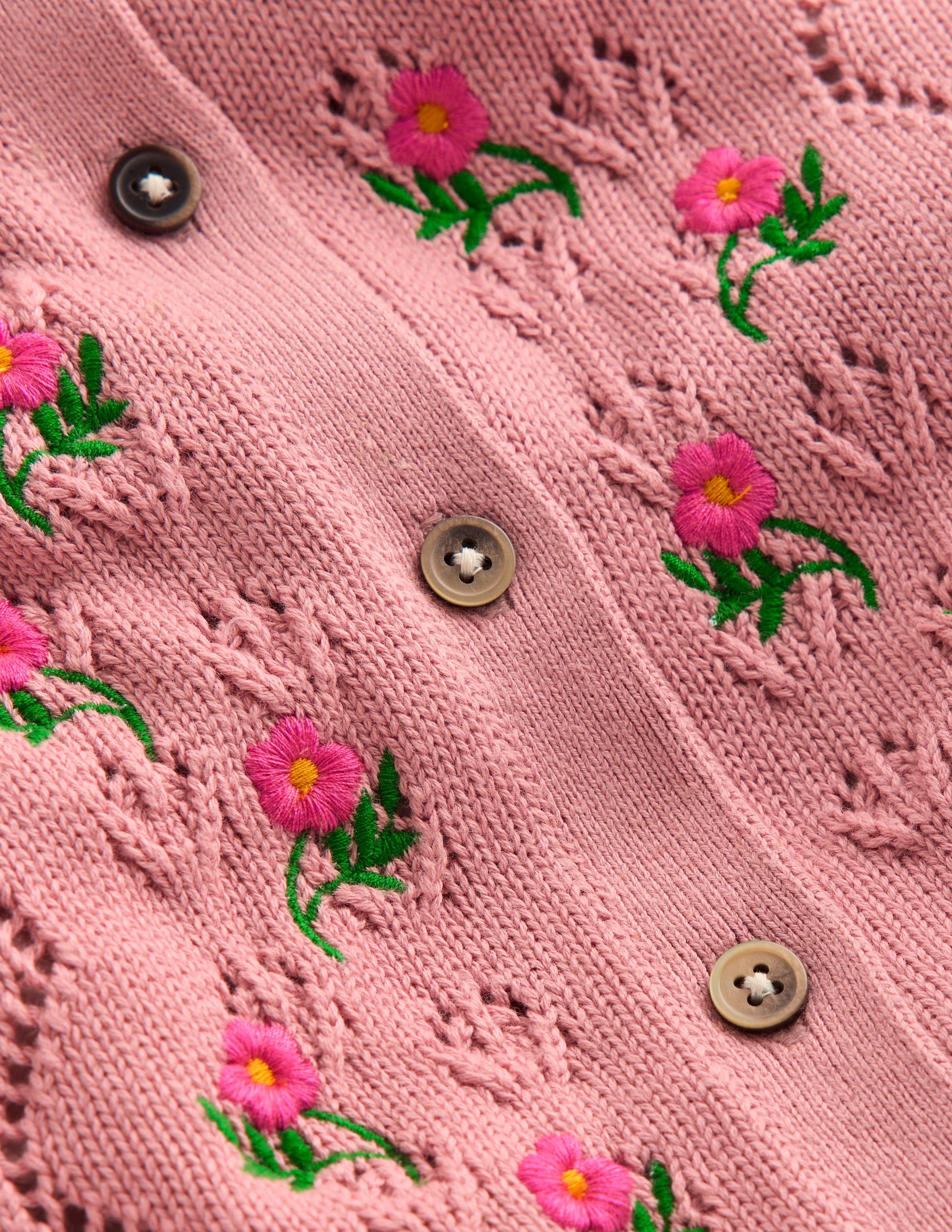 Collared Pointelle Cardigan-Vintage Pink-4