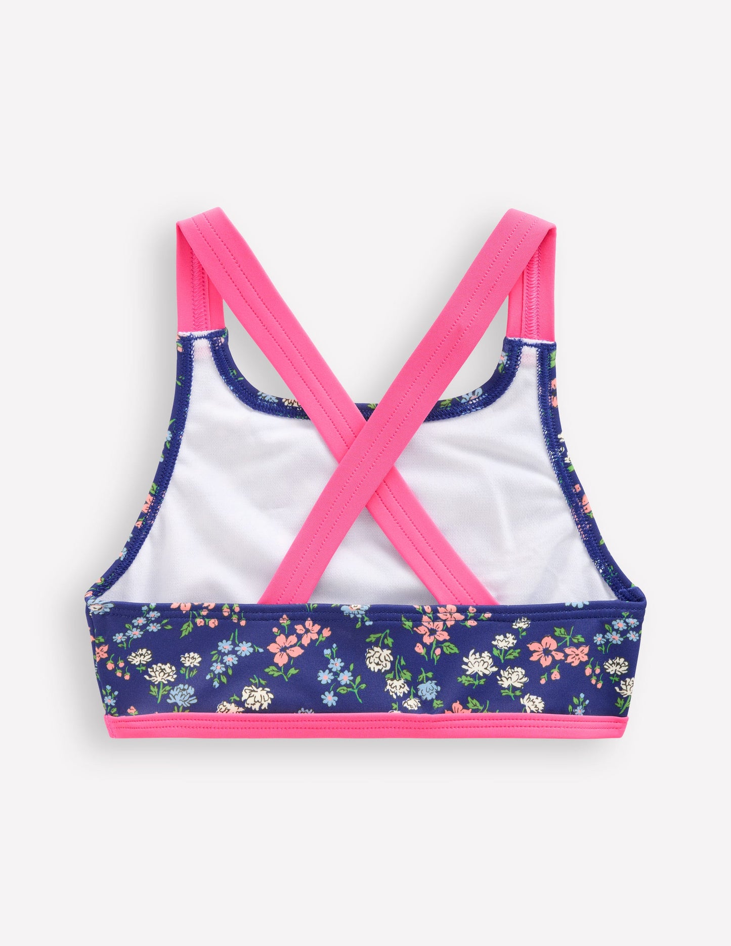Cross-back Bikini Top-Sapphire Blue Meadow Floral