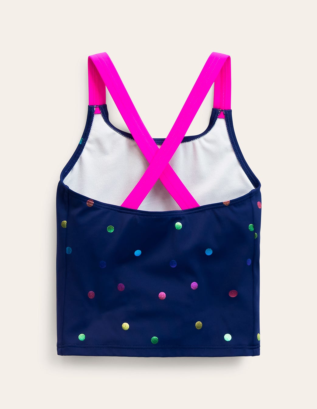 Cross-Back Tankini Top-Rainbow Foil Confetti Spot-2