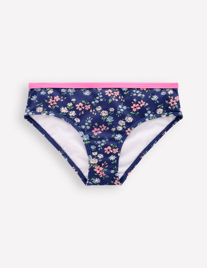Patterned Bikini Bottoms-Sapphire Blue Meadow Floral-1