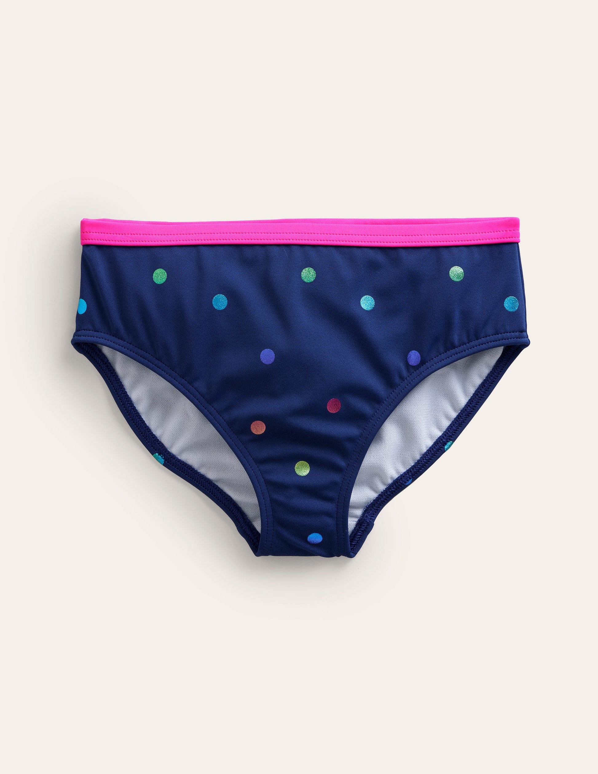 Patterned Bikini Bottoms-Rainbow Foil Confetti Spot-1