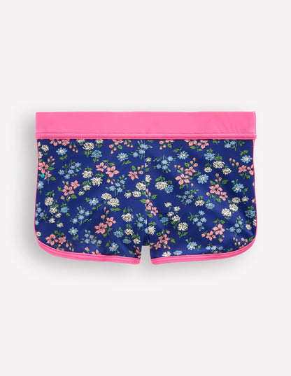 Patterned Swim Shorts-Sapphire Blue Meadow Floral-1