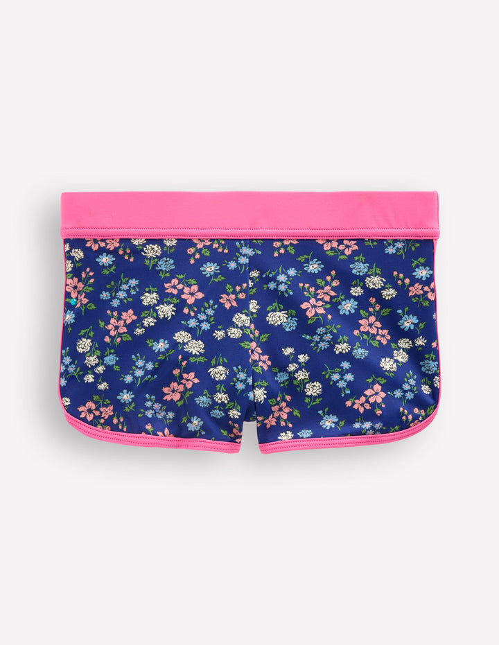 Patterned Swim Shorts-Sapphire Blue Meadow Floral