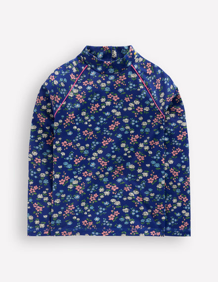 Sunsafe Patterned Rash Vest-Sapphire Blue Meadow Floral