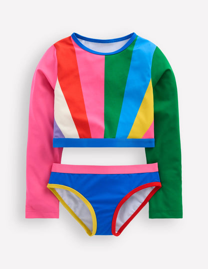 Cropped Rash Vest Set-Rainbow Sunray-1