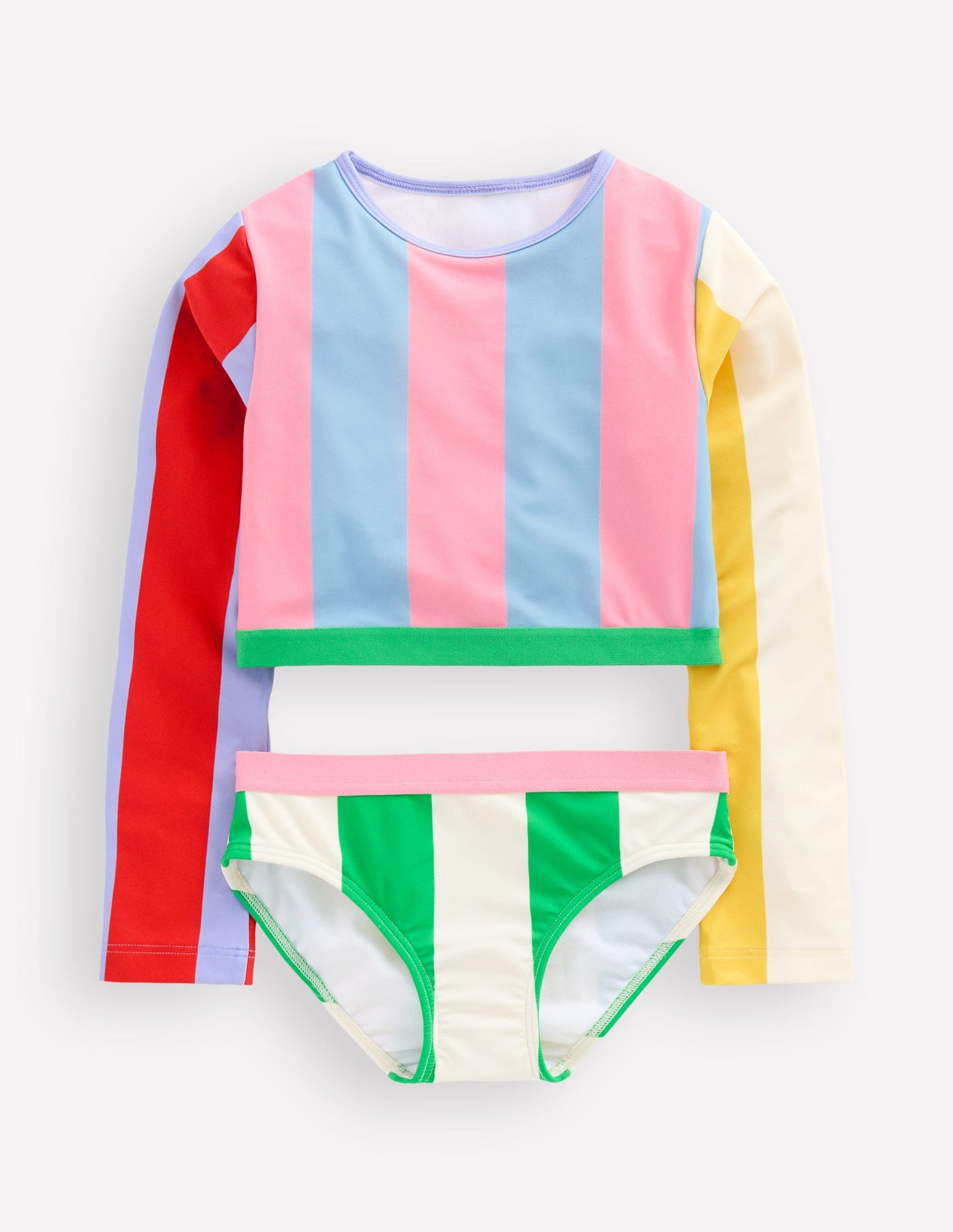 Cropped Rash Vest Set-Multi Hotchpotch Stripe