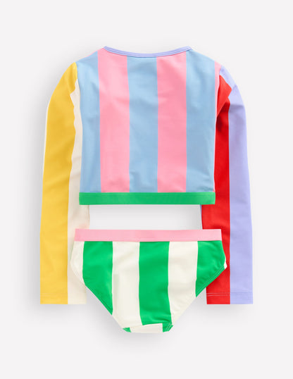 Cropped Rash Vest Set-Multi Hotchpotch Stripe-3